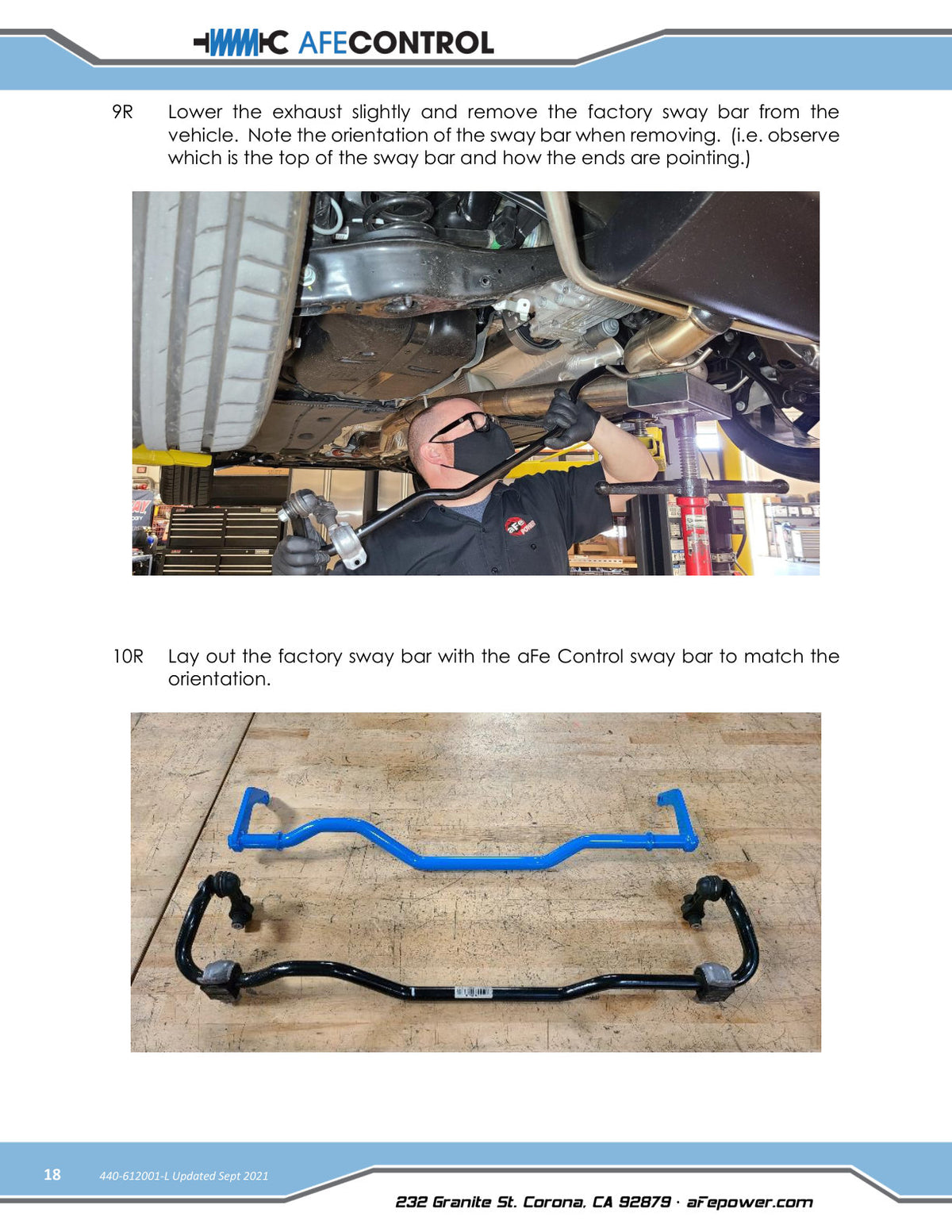 aFe CONTROL Front and Rear Sway Bar Set Blue | Volkswagen Golf R (15-19) (440-612001-L)