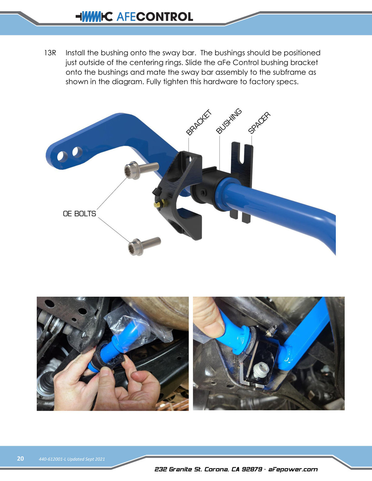 aFe CONTROL Front and Rear Sway Bar Set Blue | Volkswagen Golf R (15-19) (440-612001-L)
