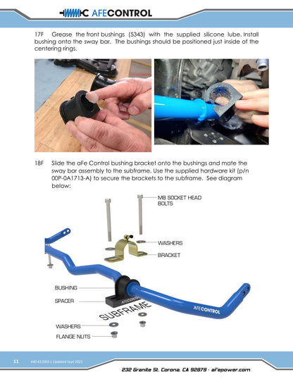 aFe 2-Point Adj Front Sway Bar Blue | Audi A3 Quattro / VW Golf R (15-20) (440-612001FL)