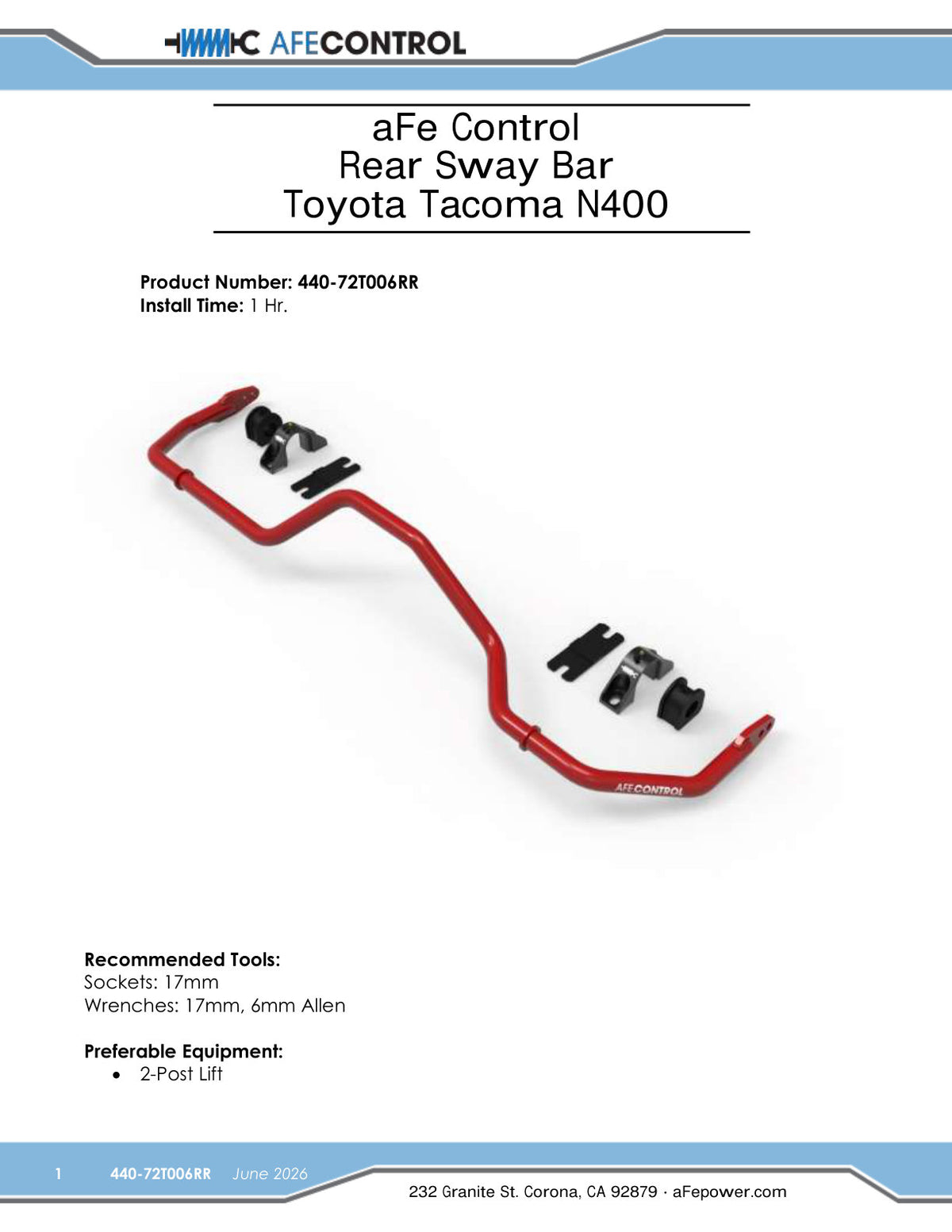 Takeda 440-72T006RR Rear Suspension Stabilizer Bar Kit for 24-26 Tacoma 2.4