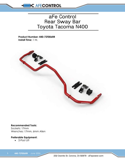 Takeda 440-72T006RR Rear Suspension Stabilizer Bar Kit for 24-26 Tacoma 2.4