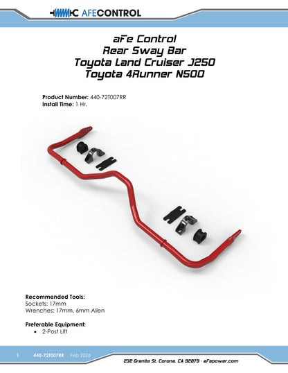 aFe CONTROL 24-26 Toyota Land Cruiser (J250) L4-2.4L (t) Rear Sway Bar