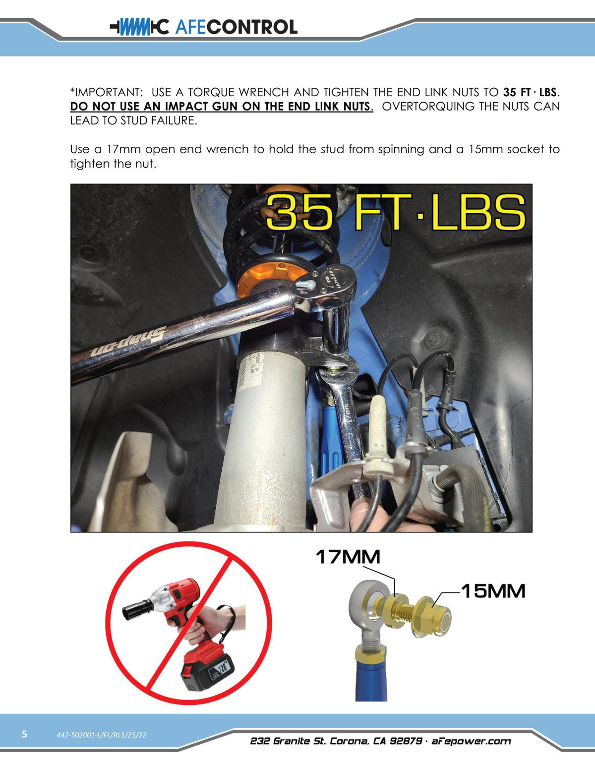 aFe Front Adjustable End Link Set Blue | BMW M2 (15-21) / M3 (15-18) (442-502001FL)