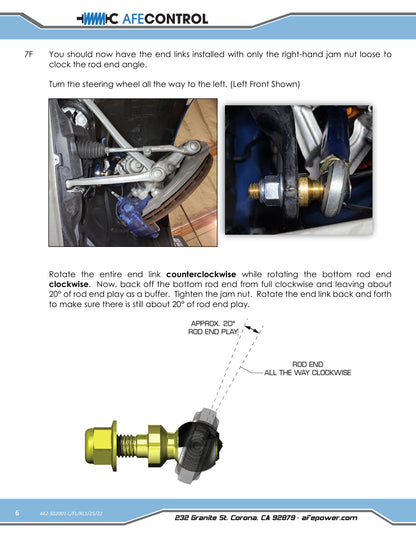 aFe Front Adjustable End Link Set Blue | BMW M2 (15-21) / M3 (15-18) (442-502001FL)