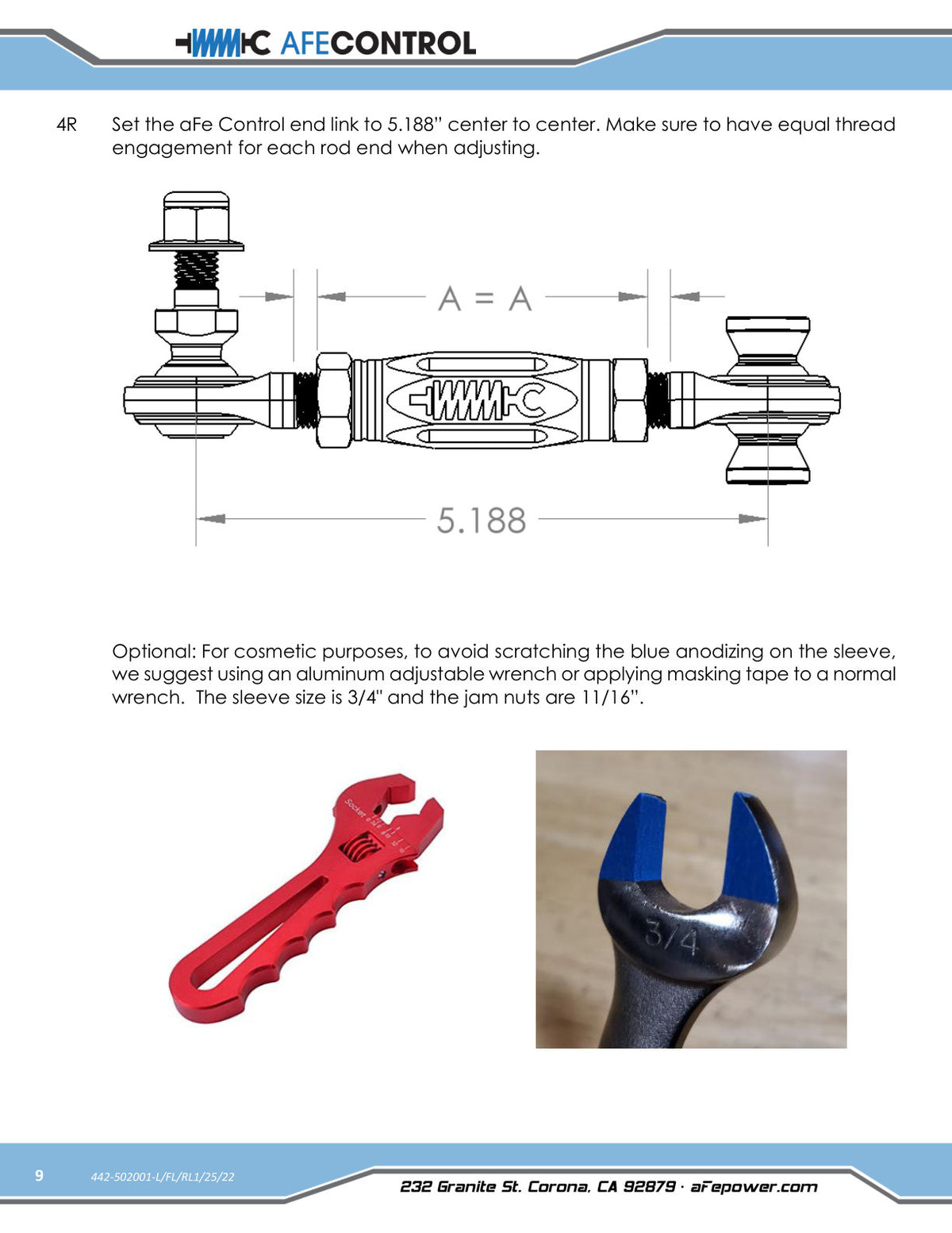aFe Front Adjustable End Link Set Blue | BMW M2 (15-21) / M3 (15-18) (442-502001FL)