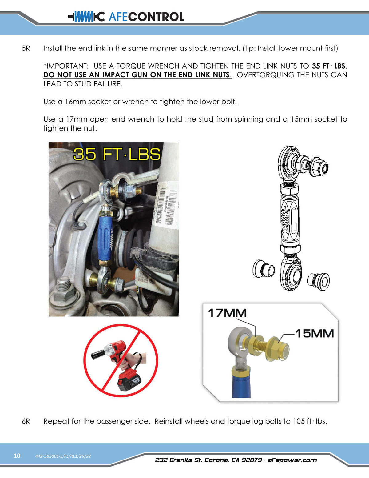 aFe Front Adjustable End Link Set Blue | BMW M2 (15-21) / M3 (15-18) (442-502001FL)
