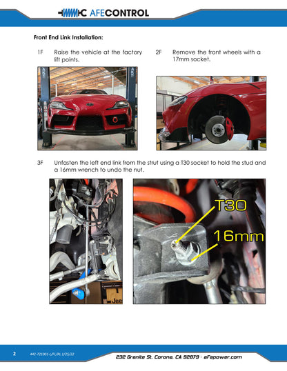 aFe CONTROL Front Adjustable End Link Set | Toyota Supra 3.0 (20-26) (442-721001FL)