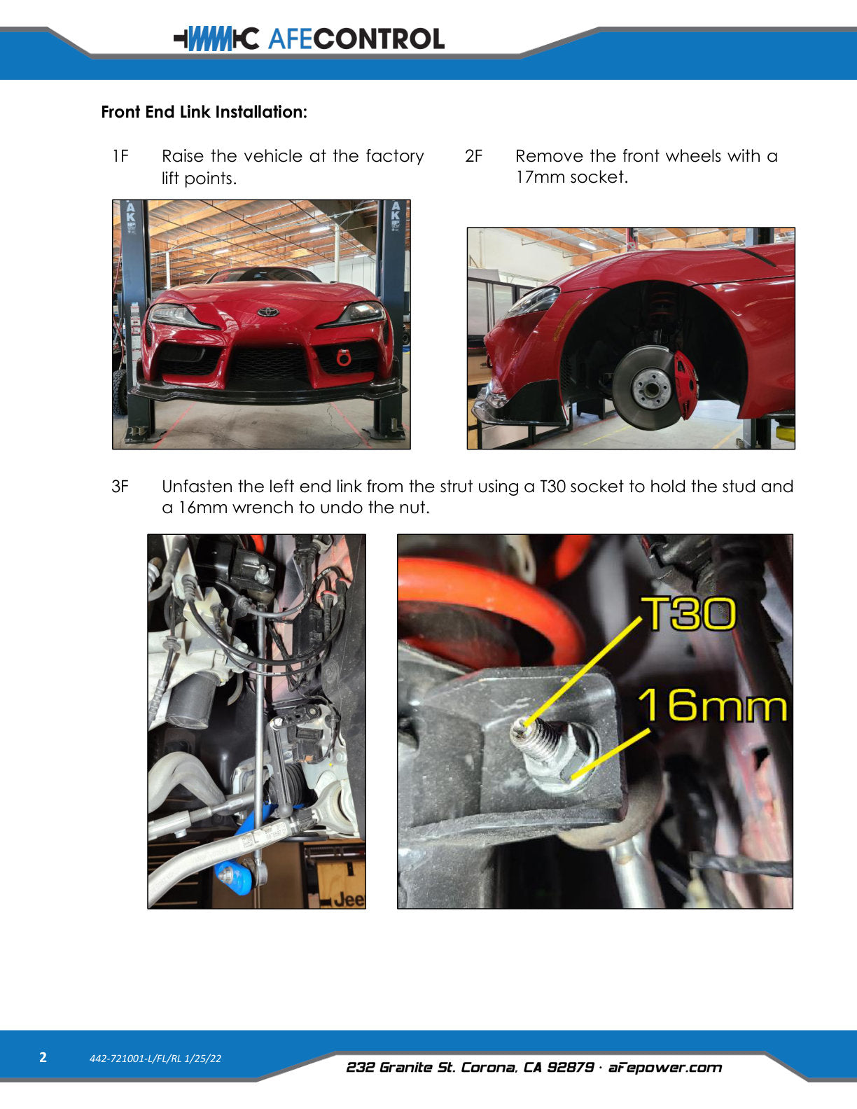 aFe CONTROL Adj End Links | Toyota GR Supra A90 (442-721001RL)