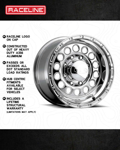 (set of 4) Raceline 887 Rock Crusher Polished | 17x9" +0mm | 5x127mm Wheel