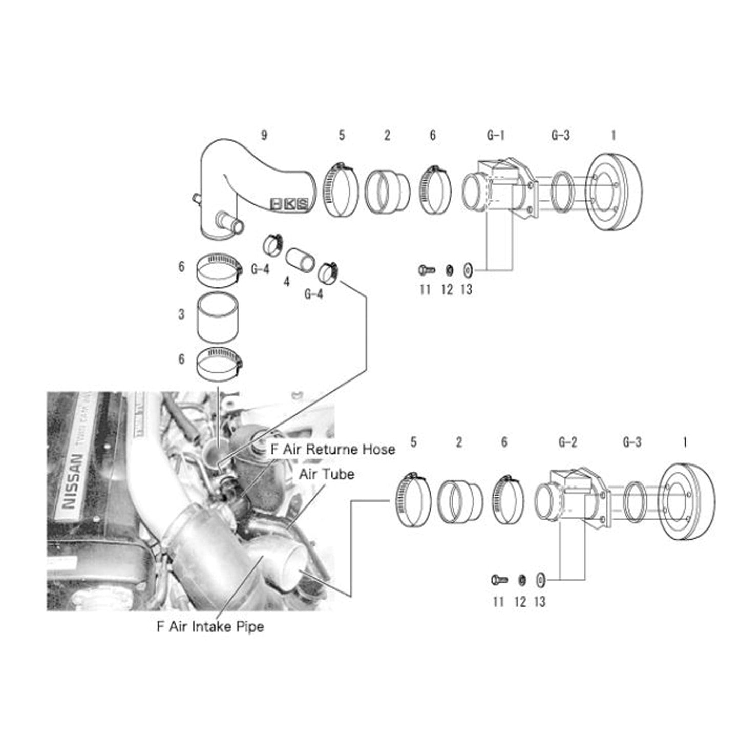 HKS Racing Suction Intake System - Nissan Skyline GT-R BNR32 RB26DETT 89-94