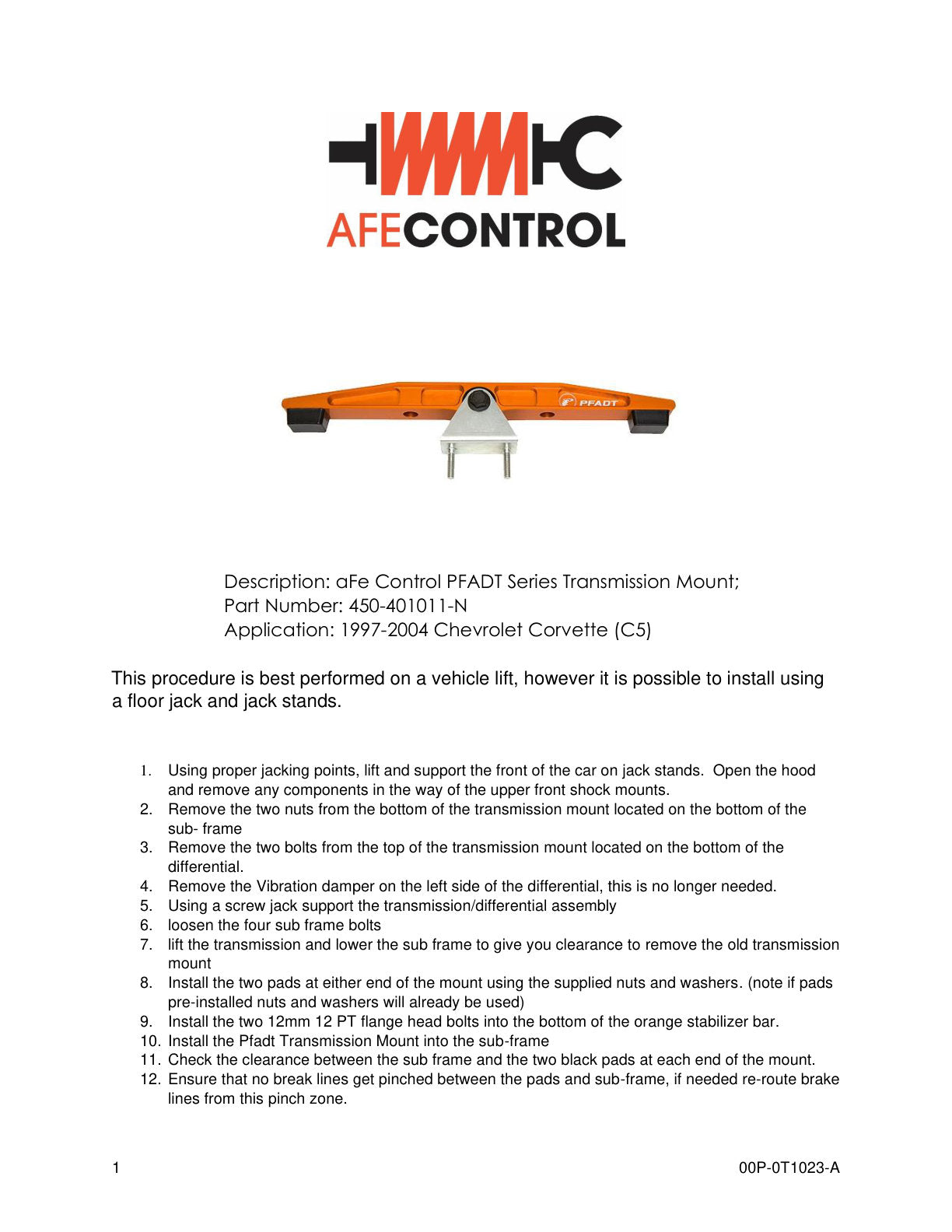 aFe PFADT Series Transmission Mount Set | Chevrolet Corvette (C5) (97-04) (450-401011-N)