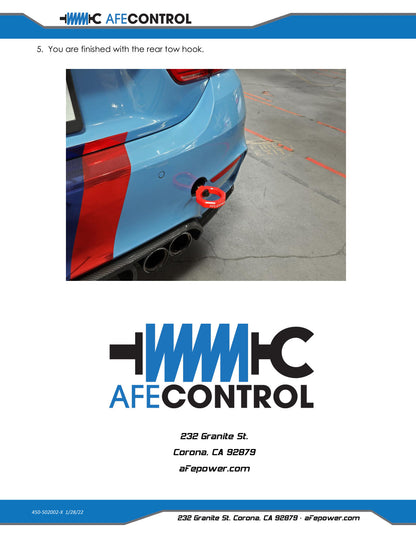 aFe CONTROL Rear Tow Hook Black | BMW F-Chassis 2/3/4/M (450-502002-B)