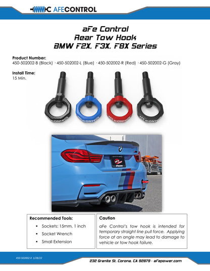 aFe CONTROL Rear Tow Hook Grey | BMW F-Chassis 2/3/4/M (450-502002-G)