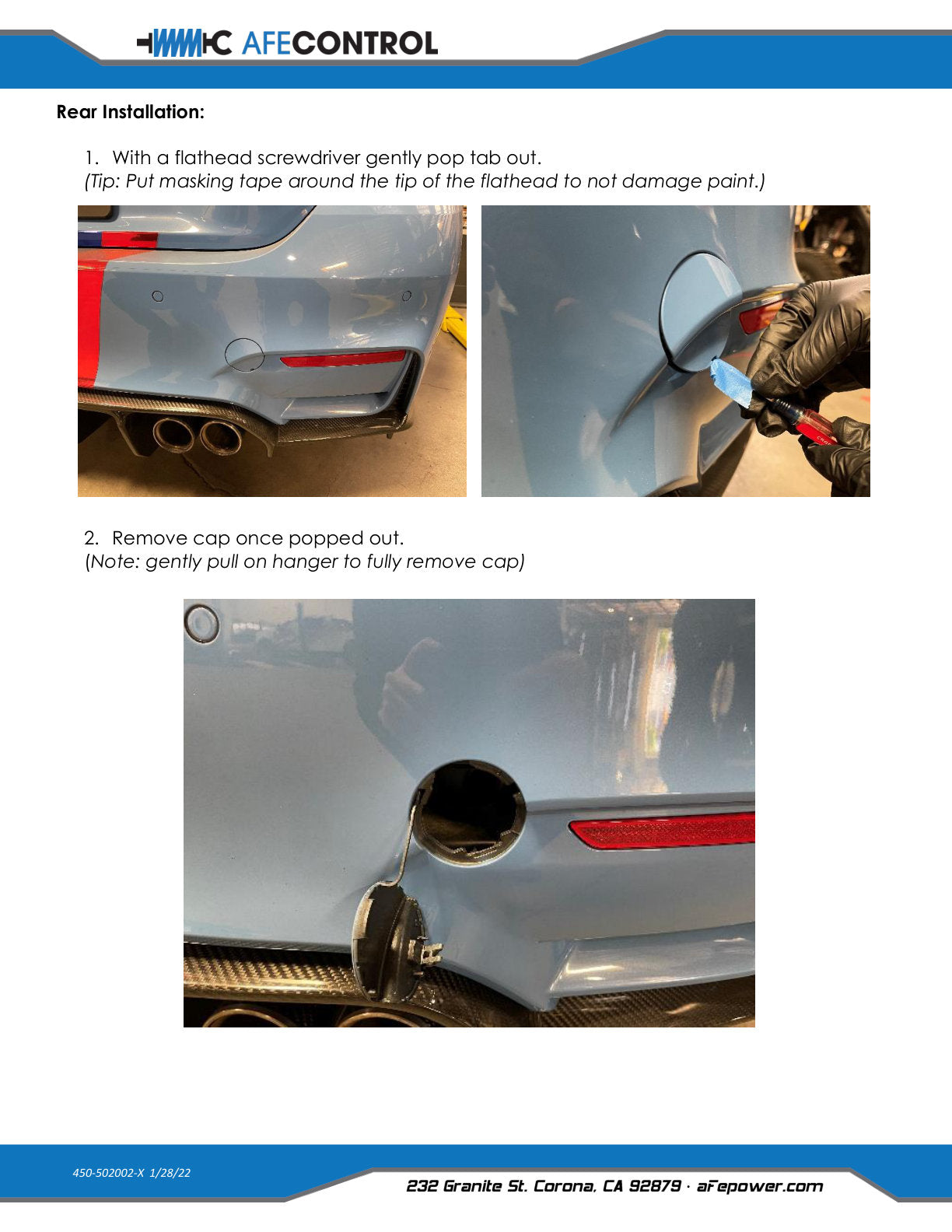 aFe CONTROL Rear Tow Hook Blue | BMW F-Chassis 2/3/4/M (450-502002-L)
