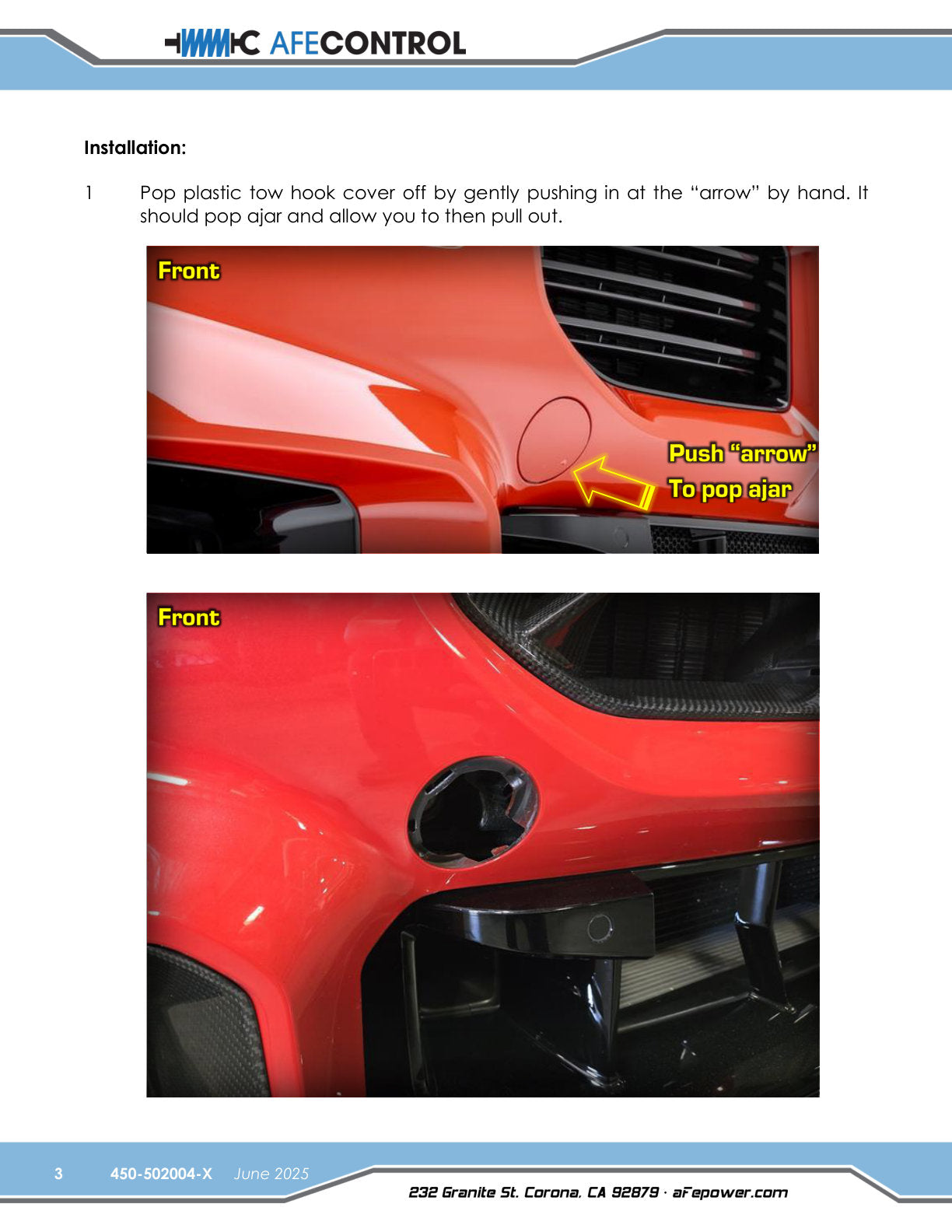 aFe 23-25 BMW M2 (G87) CONTROL F&R Tow Hook Blue (450-502004-L)