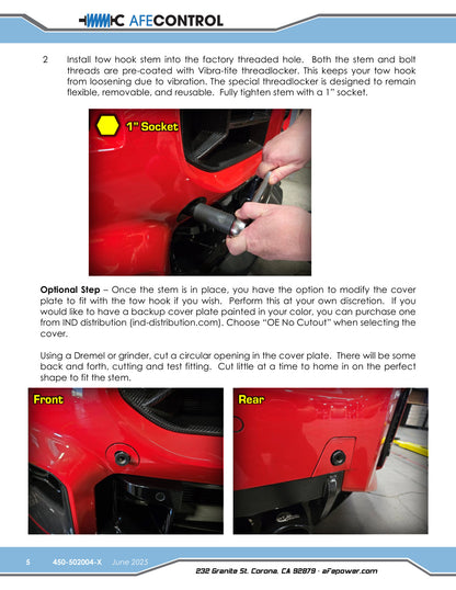 aFe 23-25 BMW M2 (G87) CONTROL F&R Tow Hook Red (450-502004-R)
