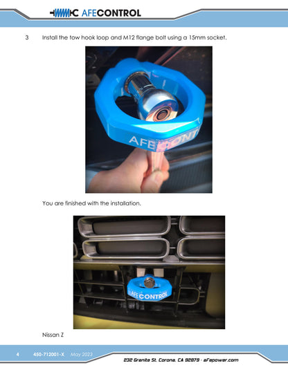 aFe CONTROL Front Tow Hook | Nissan Z 09-23 (450-712001-B)