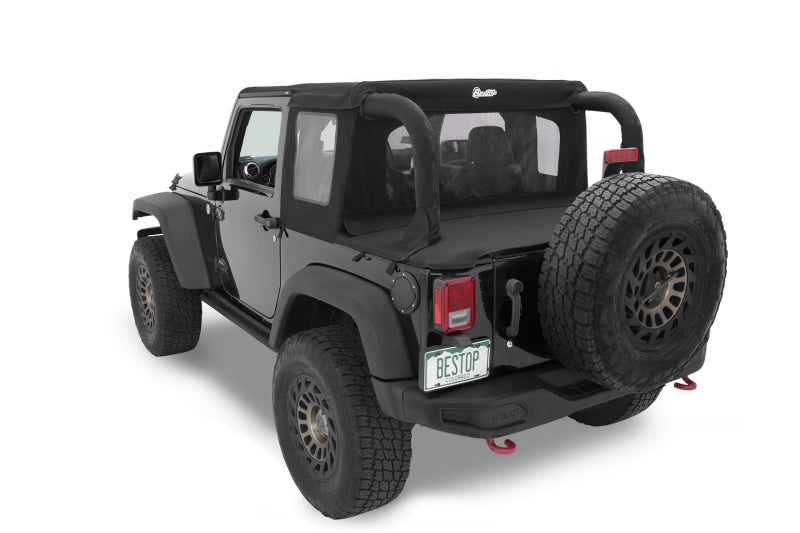 Bestop 53900-17 Halftop Soft Top Black Twill for 07-18 Jeep Wrangler JK 2DR