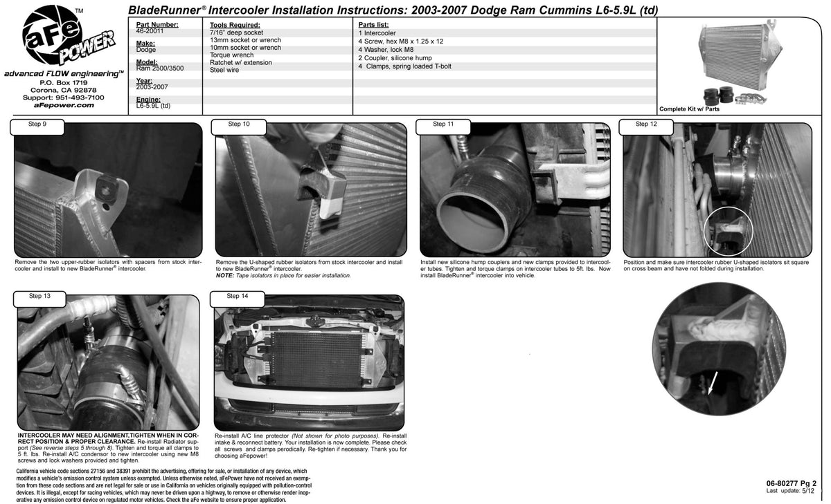 aFe BladeRunner GT Series Intercooler | Dodge Diesel Trucks 03-07 L6-5.9L (46-20011)