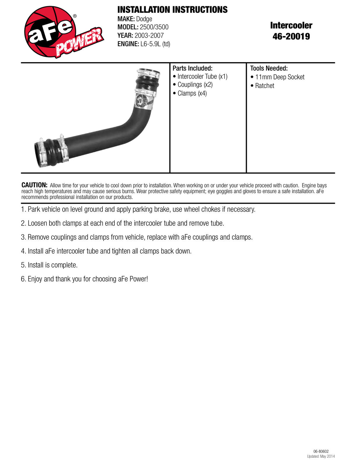 aFe Bladerunner 3in Intercooler Outlet Tube | Dodge Ram 03-09 (46-20019)