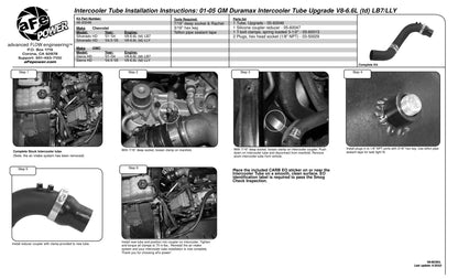 aFe 3in Aluminum Cold Charge Pipe Black | GM Diesel Trucks 04.5-05 V8 6.6L LLY (46-20048)