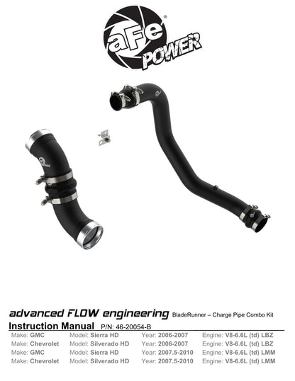 aFe BladeRunner Aluminum Hot & Cold Charge Pipe Kit | GM Diesel Trucks V8 6.6L (06-10) (46-20054-B)