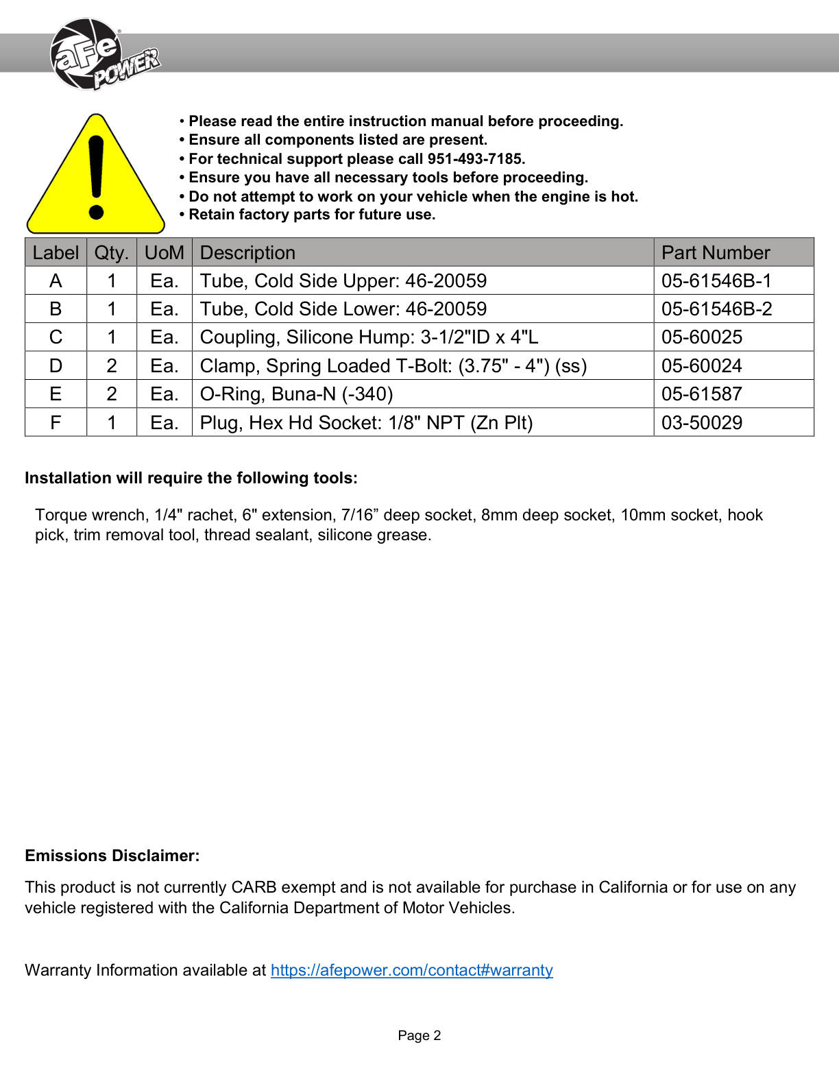 aFe BladeRunner Charge Pipe GM Diesel 06-14 V8-6.6L | Silverado/Sierra 07-14 (46-20059-B)