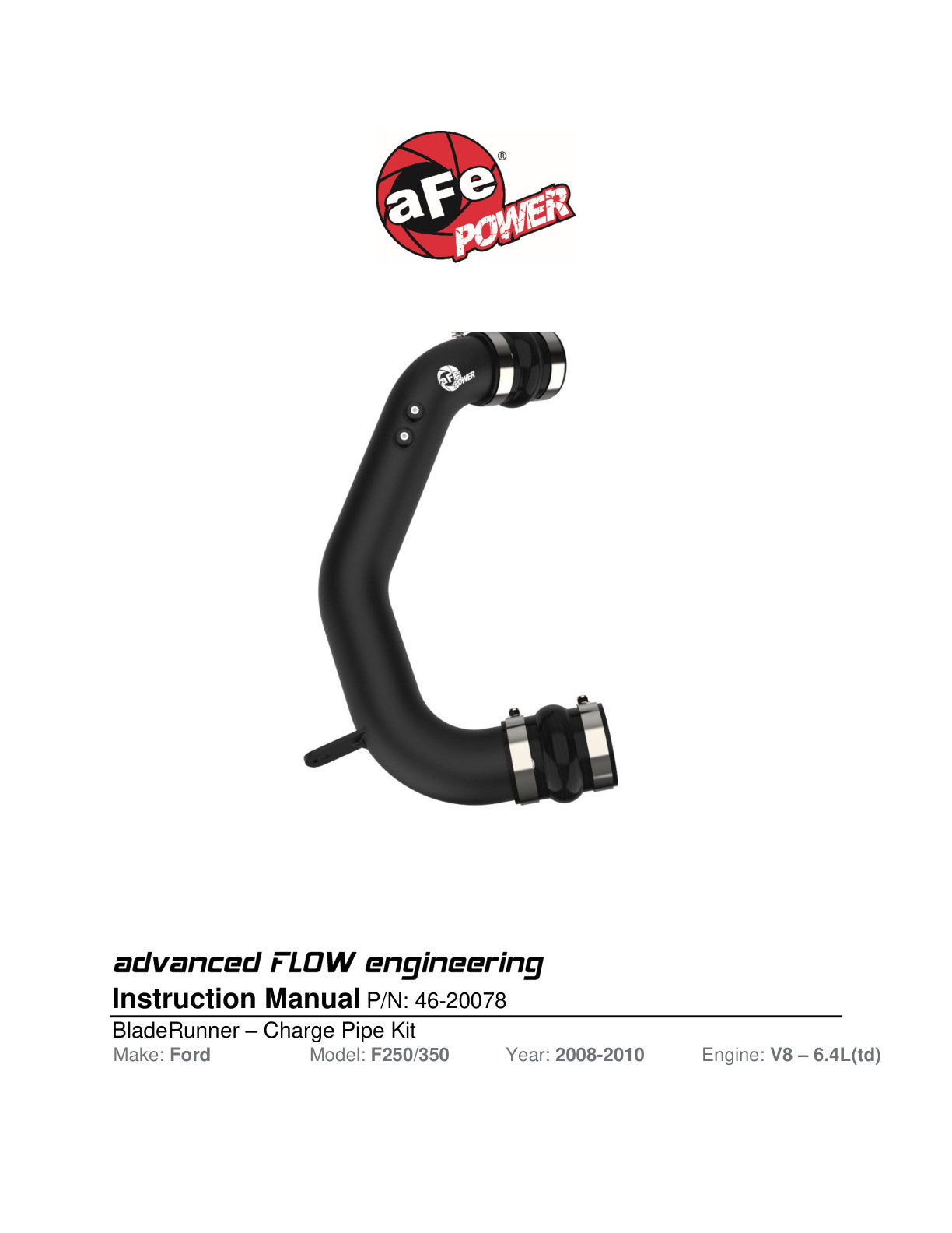 aFe Intercooler 3in Outlet Tube | Ford F-250/350 08-10 (46-20078)