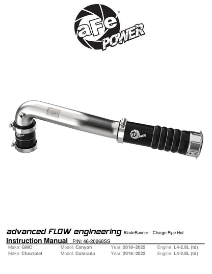 aFe BladeRunner SS Charge Pipe | GM Colorado/Canyon 12-26 (46-20268SS)