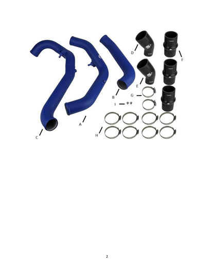 aFe Bladerunner 2.5in Hot Side IC Tubes w/SS Clamps | Ford F-150 Raptor V6 3.5L (17-20) (46-20298-B)