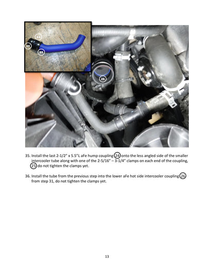 aFe Bladerunner 2.5in Hot Side IC Tubes w/SS Clamps | Ford F-150 Raptor V6 3.5L (17-20) (46-20298-B)