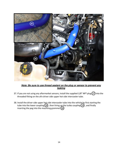 aFe Bladerunner 2.5in Hot Side IC Tubes w/SS Clamps | Ford F-150 Raptor V6 3.5L (17-20) (46-20298-B)