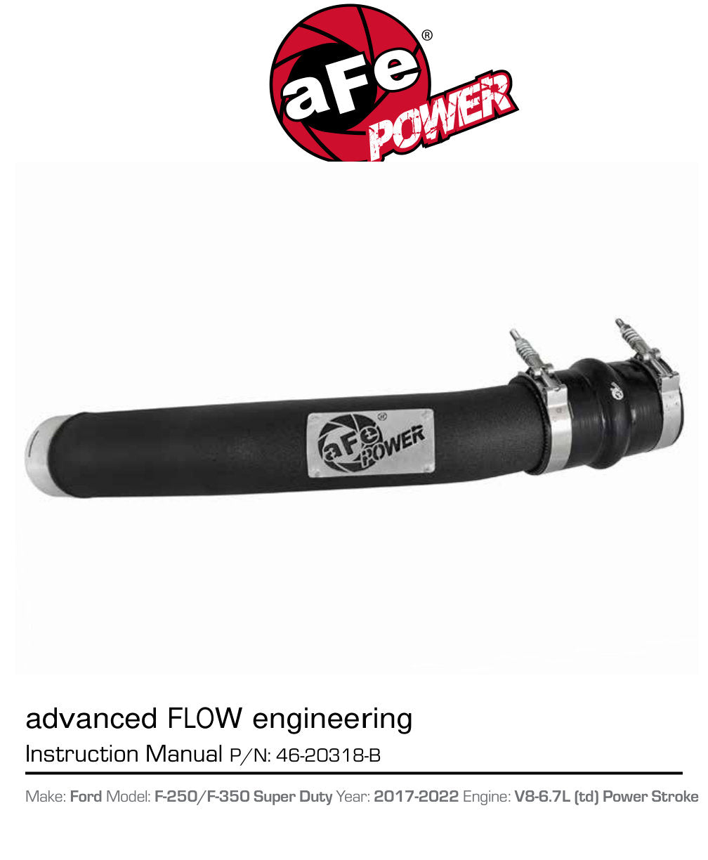 aFe Bladerunner 3in Intercooler Hot Side Tube Ford 17-23 V8-6.7L (46-20318-B)