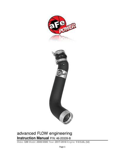 aFe BladeRunner 3in Black Intercooler Tube | GM Diesel V8 6.6L (15-19) (46-20339-B)
