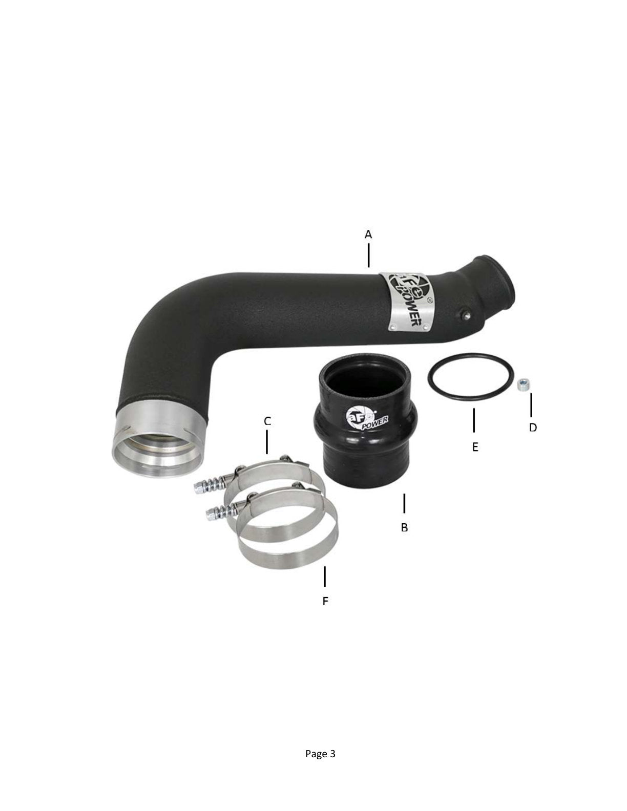 aFe BladeRunner 3in Black Intercooler Tube | GM Diesel V8 6.6L (15-19) (46-20339-B)