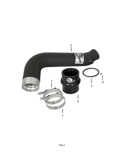 aFe BladeRunner 3in Black Intercooler Tube | GM Diesel V8 6.6L (15-19) (46-20339-B)