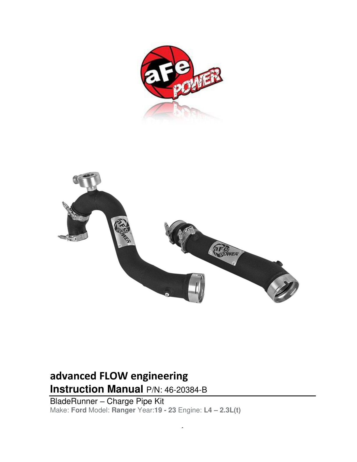 aFe BladeRunner 3in Alum Hot & Cold Intercooler Tube Kit | Ford Ranger 2.3L (19) (46-20384-B)
