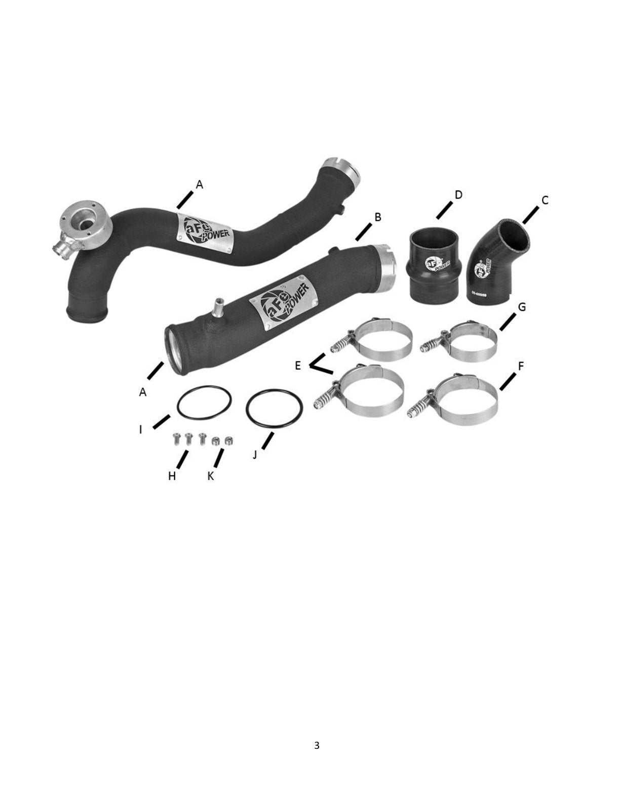 aFe BladeRunner 3in Alum Hot & Cold Intercooler Tube Kit | Ford Ranger 2.3L (19) (46-20384-B)