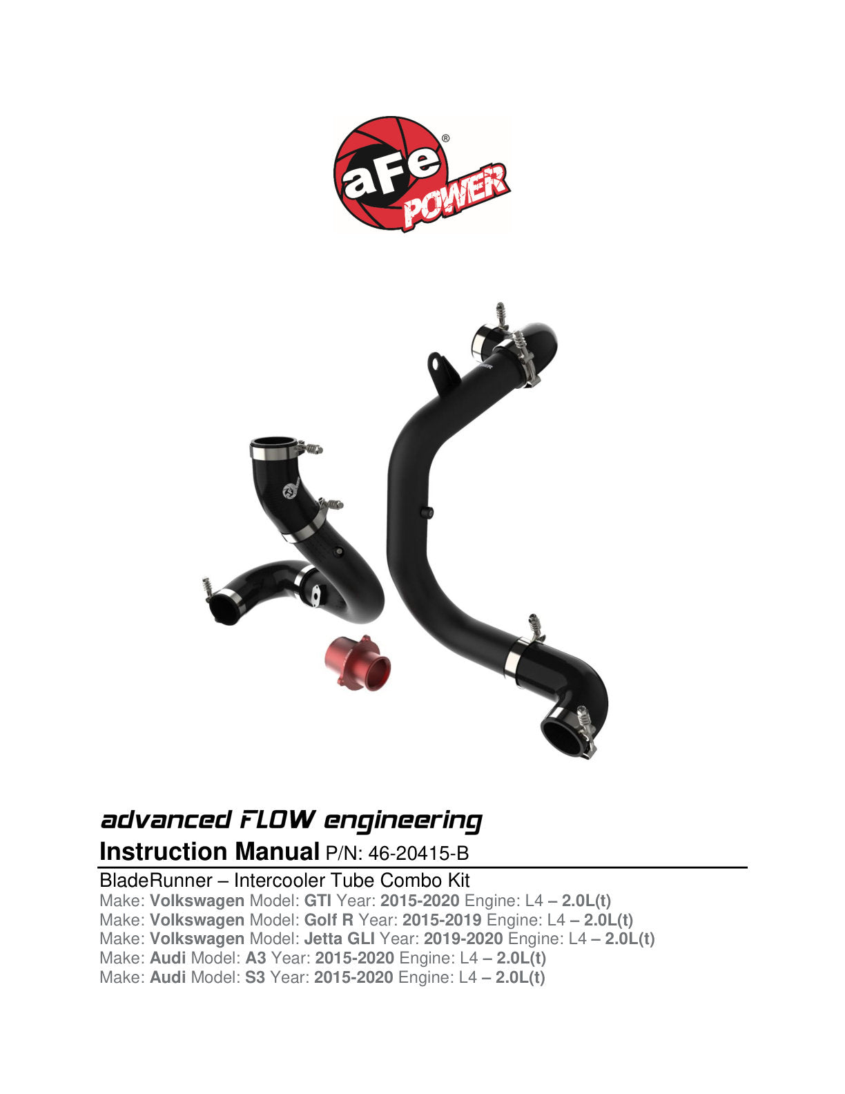 aFe Charge Pipe Kit | VW GTI (15-20) (46-20415-B)