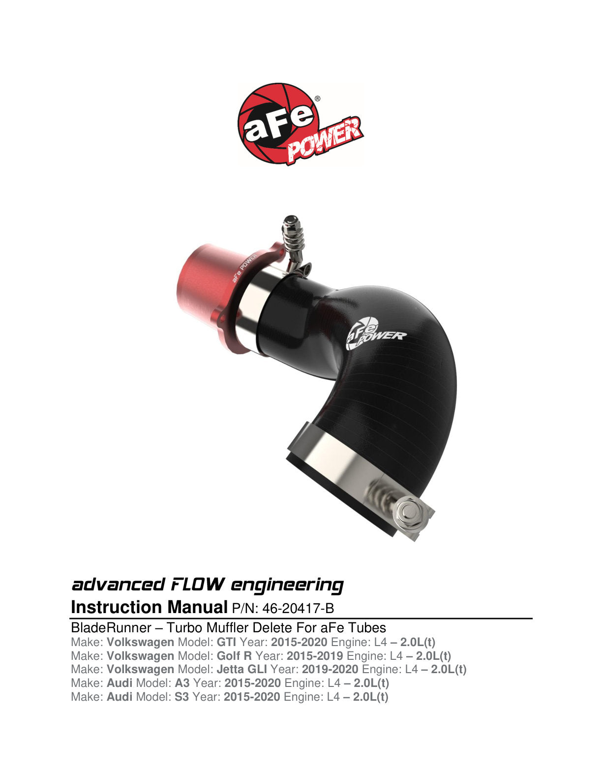 aFe Turbo Inlet Pipe Red | VW GTI Turbo (15-19) (46-20417-R)