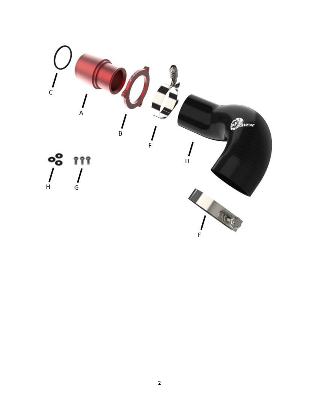 aFe Turbo Inlet Pipe Red | VW GTI Turbo (15-19) (46-20417-R)