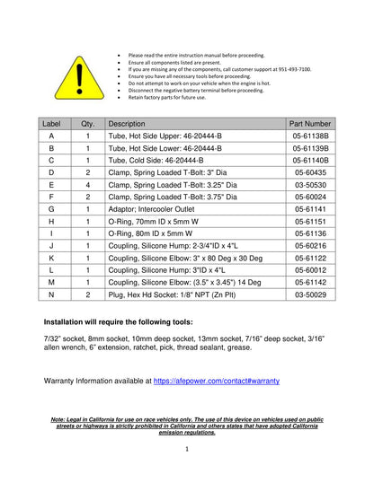 aFe BladeRunner 3in Aluminum Charge Pipe Kit | GM Diesel Trucks V8 6.6L L5P (20-21) (46-20444-B)