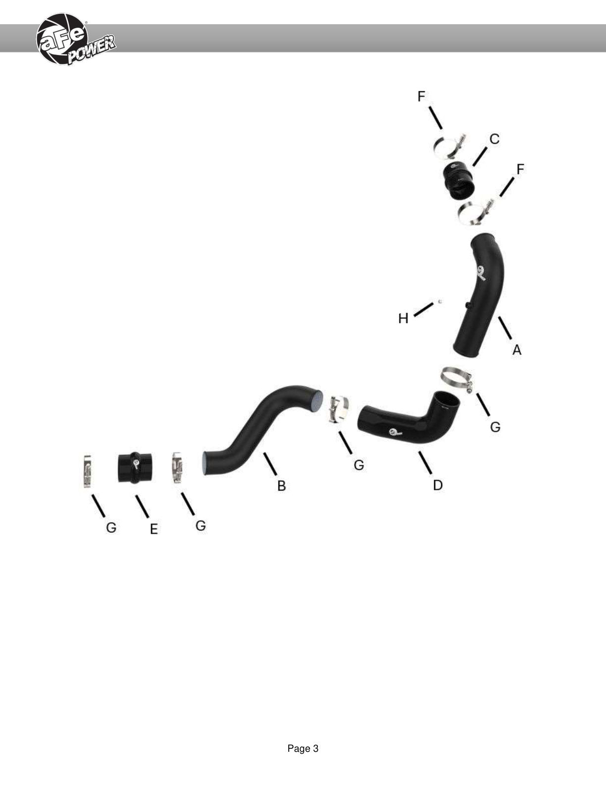 aFe 20-23 GM Diesel V8 6.6L BladeRunner 3in Aluminum Hot Charge Pipe | GM 20-26 (46-20448-B)