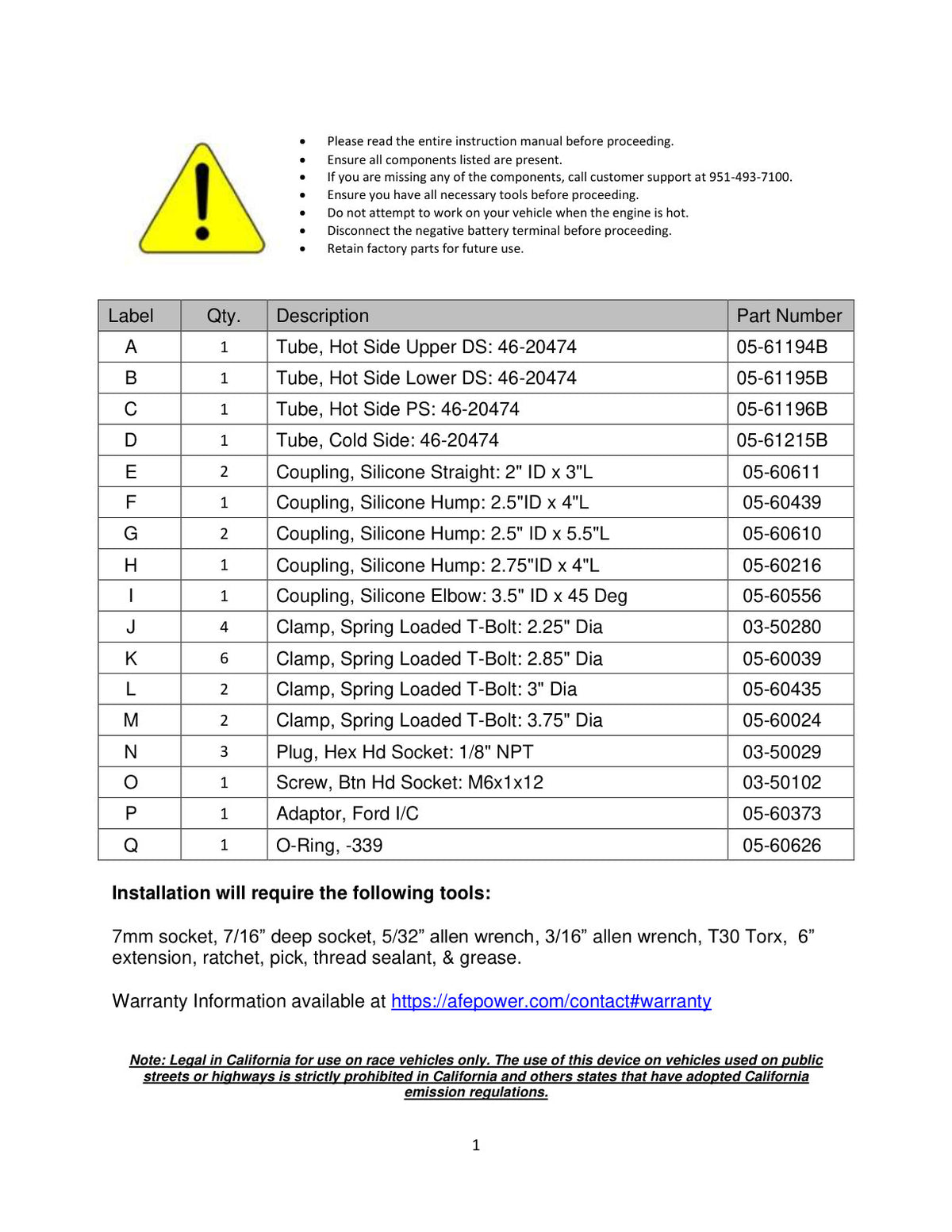 aFe Bladerunner I/C Tubes | Ford F-150 21+ V6-2.7L (46-20474-B)