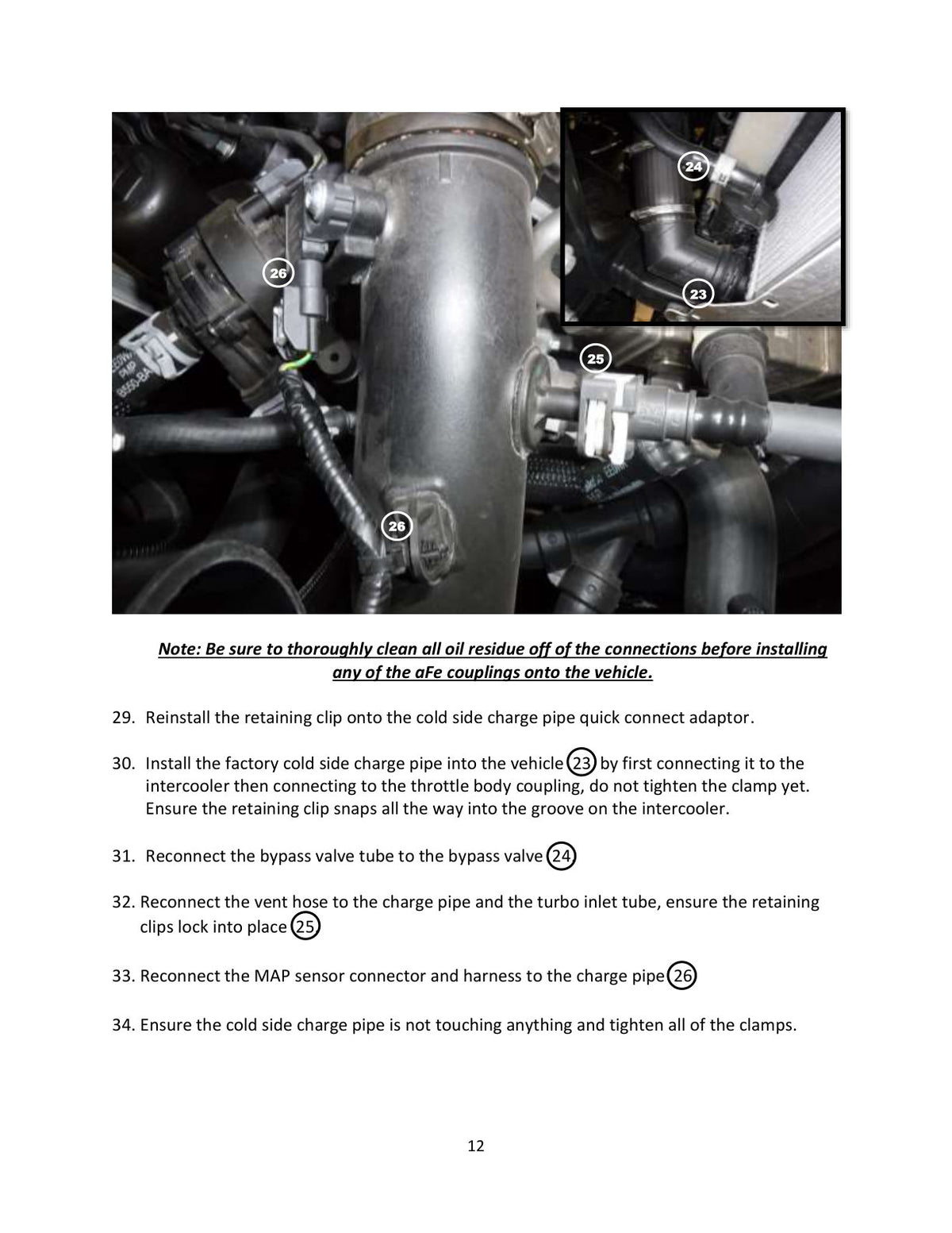 aFe BladeRunner 2in to 2-1/2in Aluminum Hot Charge Pipe Black Ford F-150 24-26 V6-2.7L (tt)