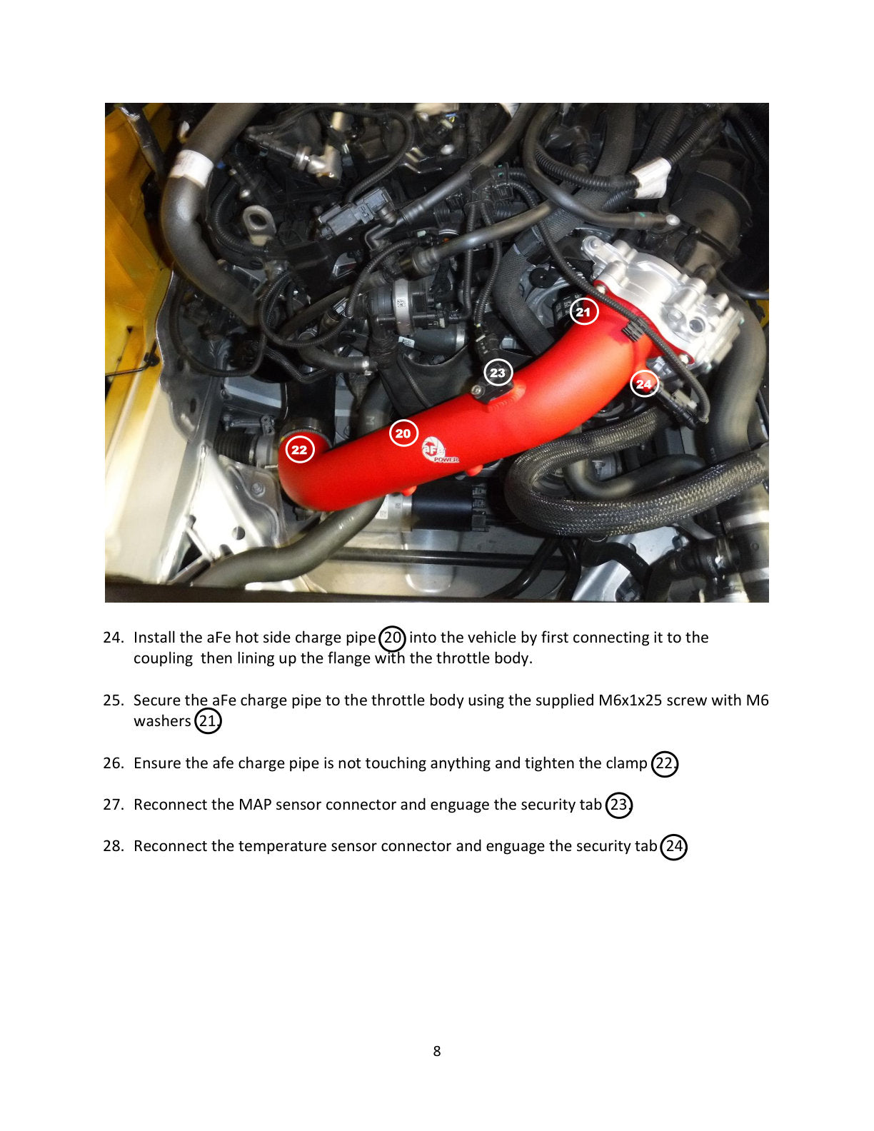 aFe BladeRunner Red 2-3/4in Aluminum Charge Pipe | Toyota Supra GR A90 2021 (46-20488-R)