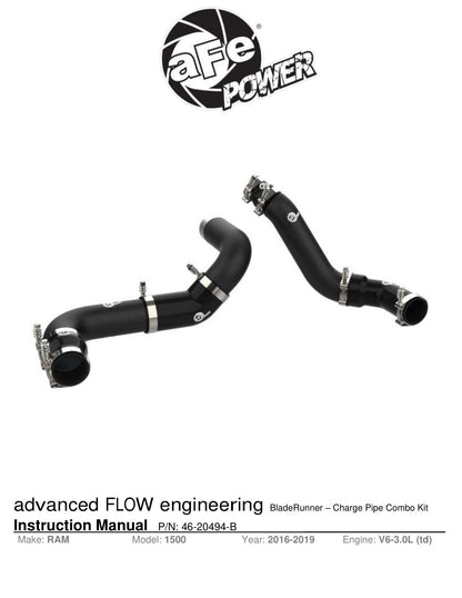 aFe BladeRunner 3in Aluminum Hot & Cold Charge Pipe Kit | RAM 1500 V6 3.0L (16-19) (46-20494-B)
