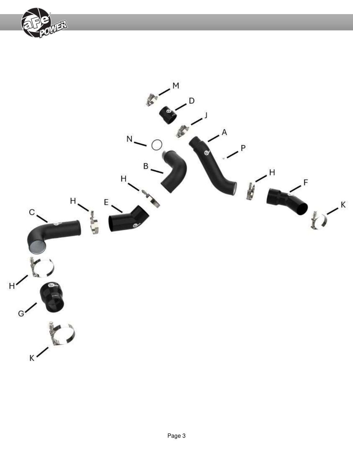 aFe BladeRunner 3in Aluminum Hot & Cold Charge Pipe Kit | RAM 1500 V6 3.0L (16-19) (46-20494-B)