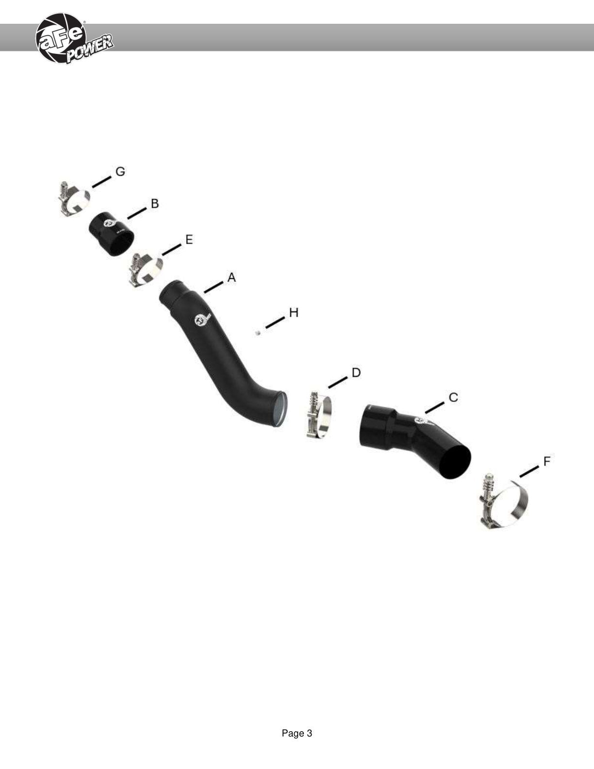 aFe 3in Aluminum Hot Charge Pipe | RAM 1500 V6 3.0L (16-19) (46-20498-B)