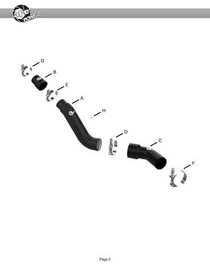 aFe 3in Aluminum Hot Charge Pipe | RAM 1500 V6 3.0L (16-19) (46-20498-B)
